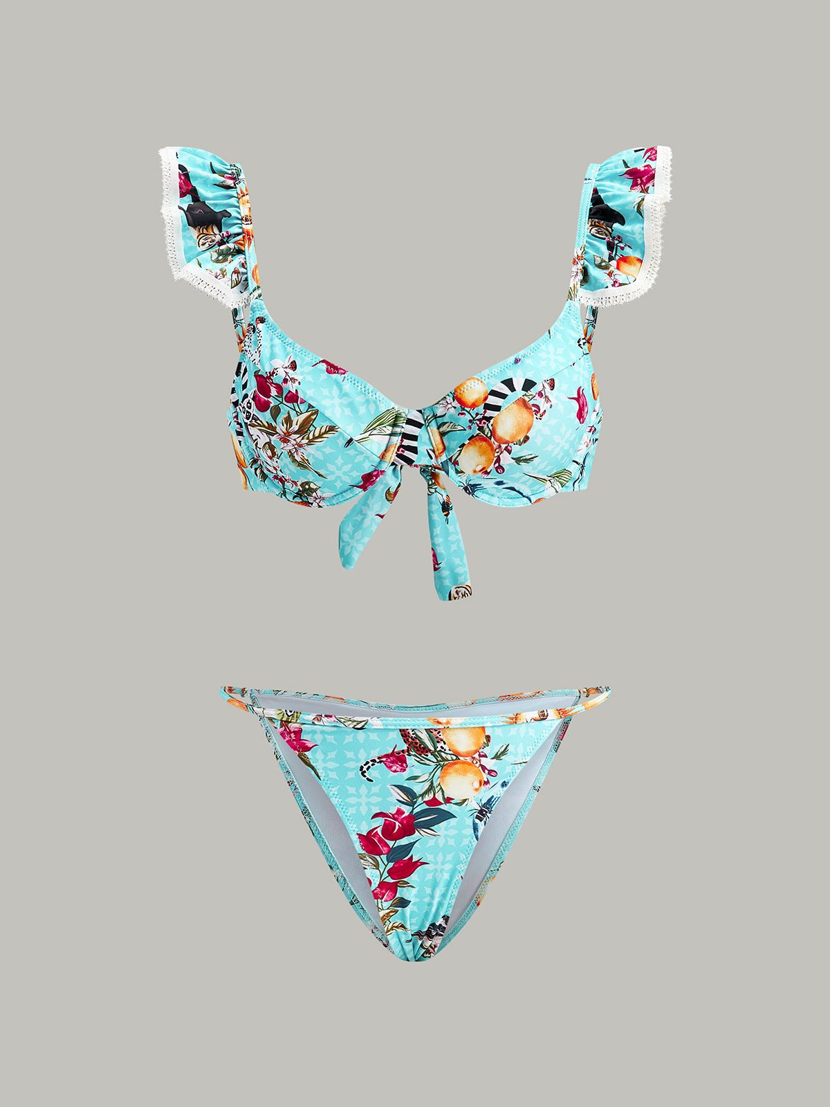 Çarpıcı Çiçek Desenli Bikini Takımı ve Şık Kapama Etek - Phentora