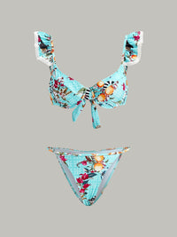 Çarpıcı Çiçek Desenli Bikini Takımı ve Şık Kapama Etek - Phentora