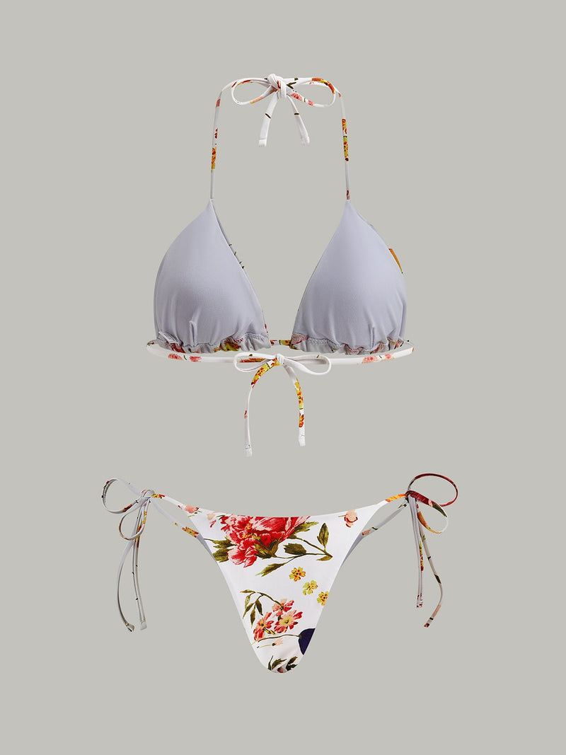 Çiçek Desenli Düğmeli Bikini Takımı Parlak Bir Görünüm İçin - Phentora