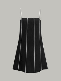 Pamuklu ve Keten Striped Elbise - Phentora