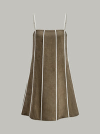 Pamuklu ve Keten Striped Elbise - Phentora
