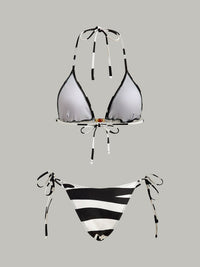 Renkli Üçgen Desenli Çizgili Bikini Takımı - Phentora