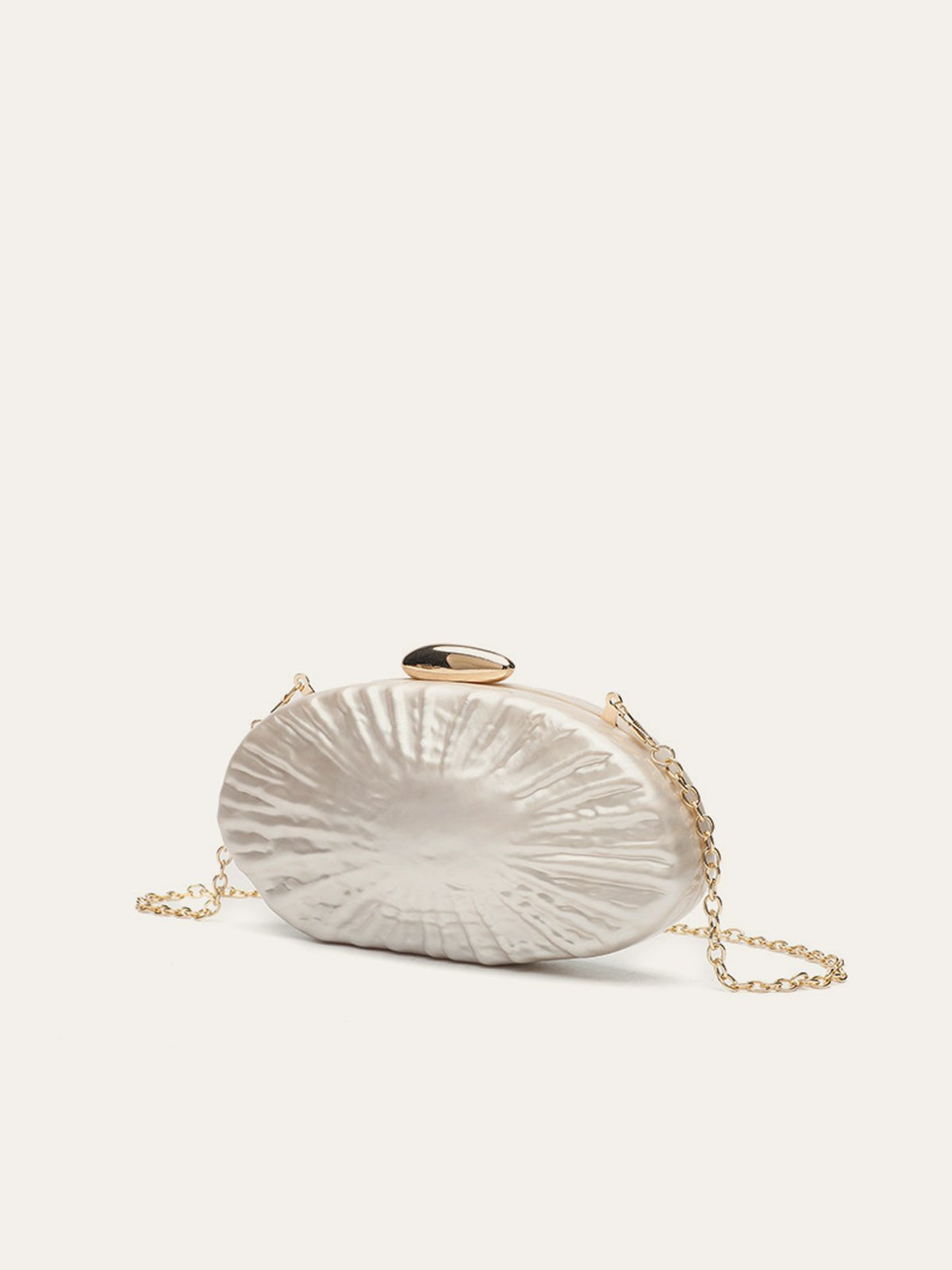 Zarif İnci Doku Clutch Şık Altın Zincirli - Phentora