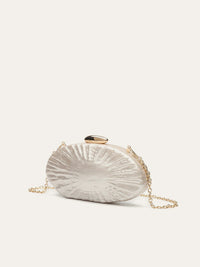 Zarif İnci Doku Clutch Şık Altın Zincirli - Phentora