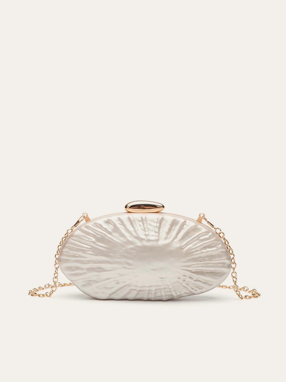 Zarif İnci Doku Clutch Şık Altın Zincirli - Phentora