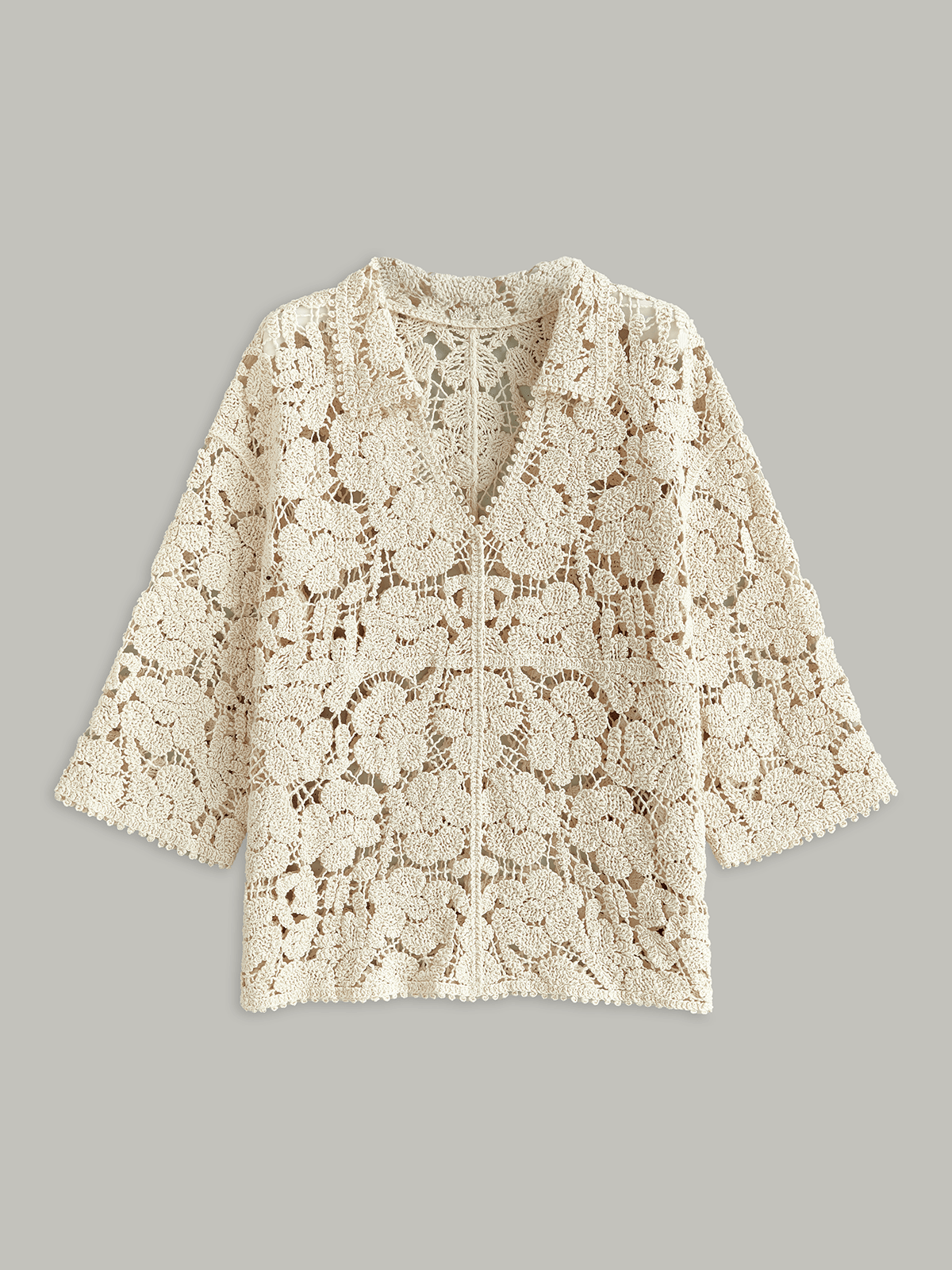 Semi - Sheer Çiçek Desenli Dantel Üst - Phentora