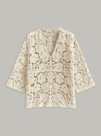 Semi - Sheer Çiçek Desenli Dantel Üst - Phentora