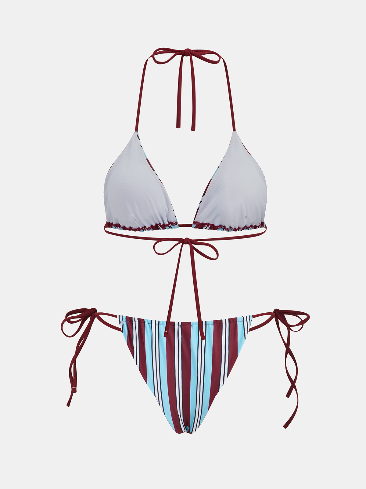 Çizgili Üçgen Bikini Takımı
