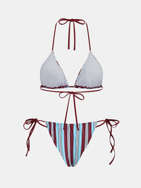 Çizgili Üçgen Bikini Takımı