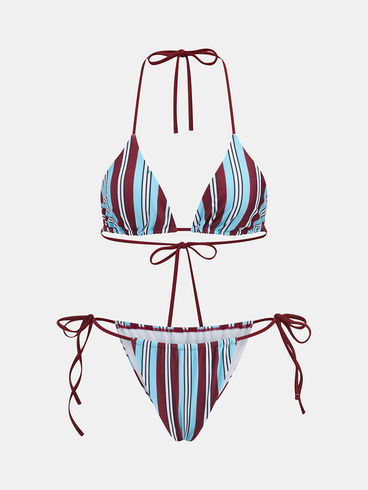 Çizgili Üçgen Bikini Takımı
