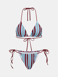 Çizgili Üçgen Bikini Takımı