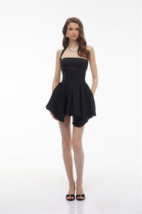 Behnaz Siyah Halter Yaka Asimetrik Mini Elbise - Phentora
