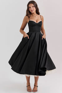 Billy Ballerina Midi Elbise - Siyah - Phentora