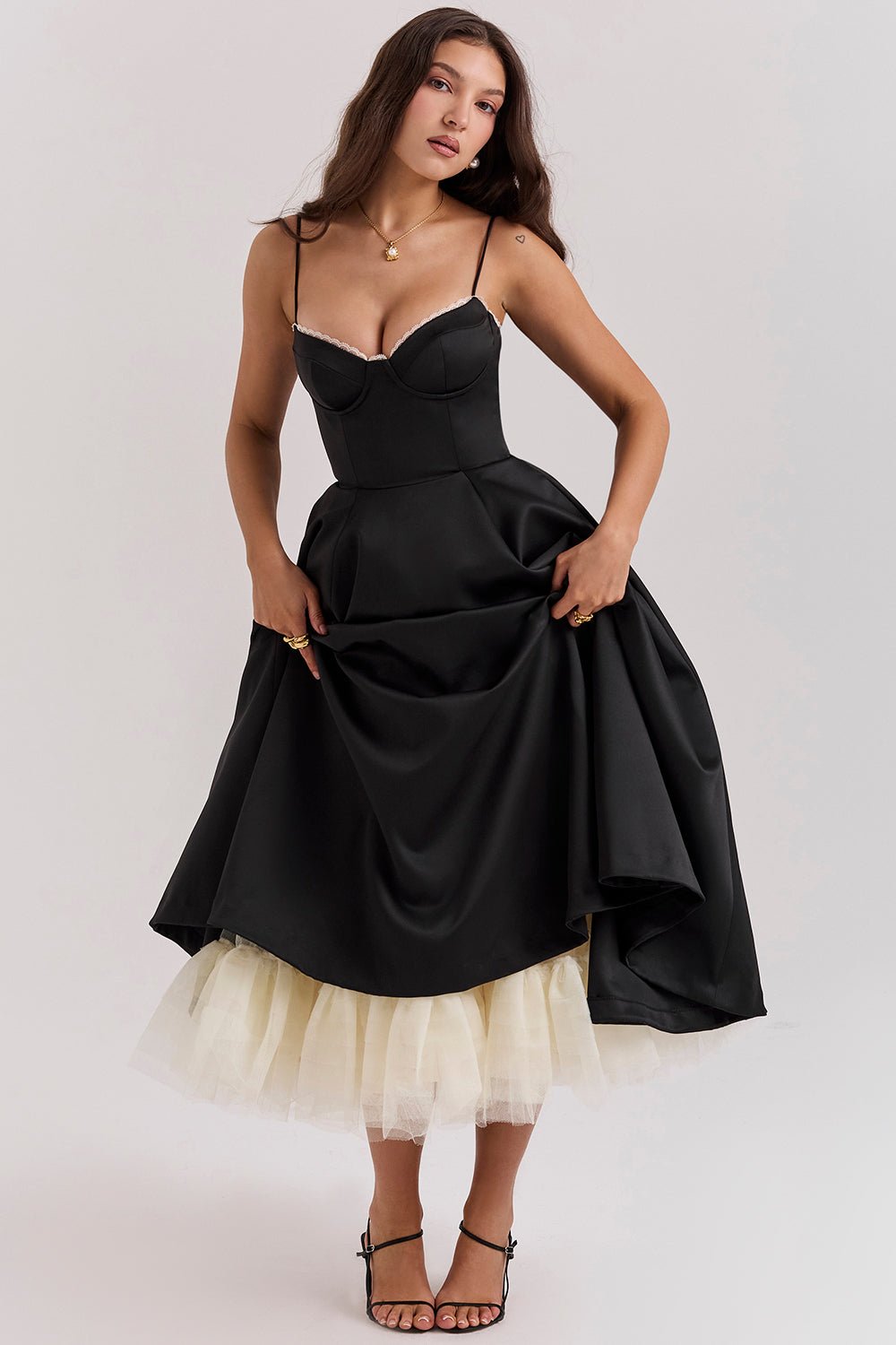 Billy Ballerina Midi Elbise - Siyah - Phentora