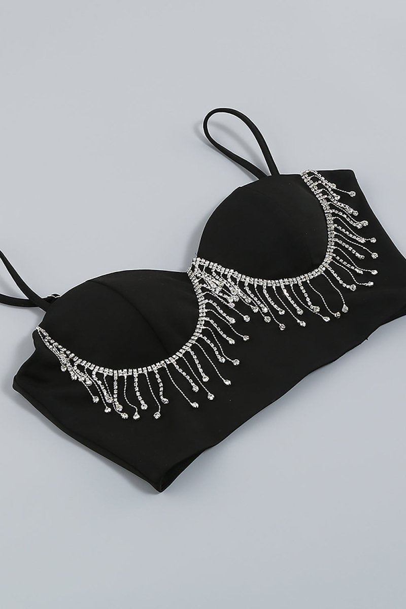 Taş Detaylı Kısa Tops ve Vücuda Oturan Pantolon - Phentora