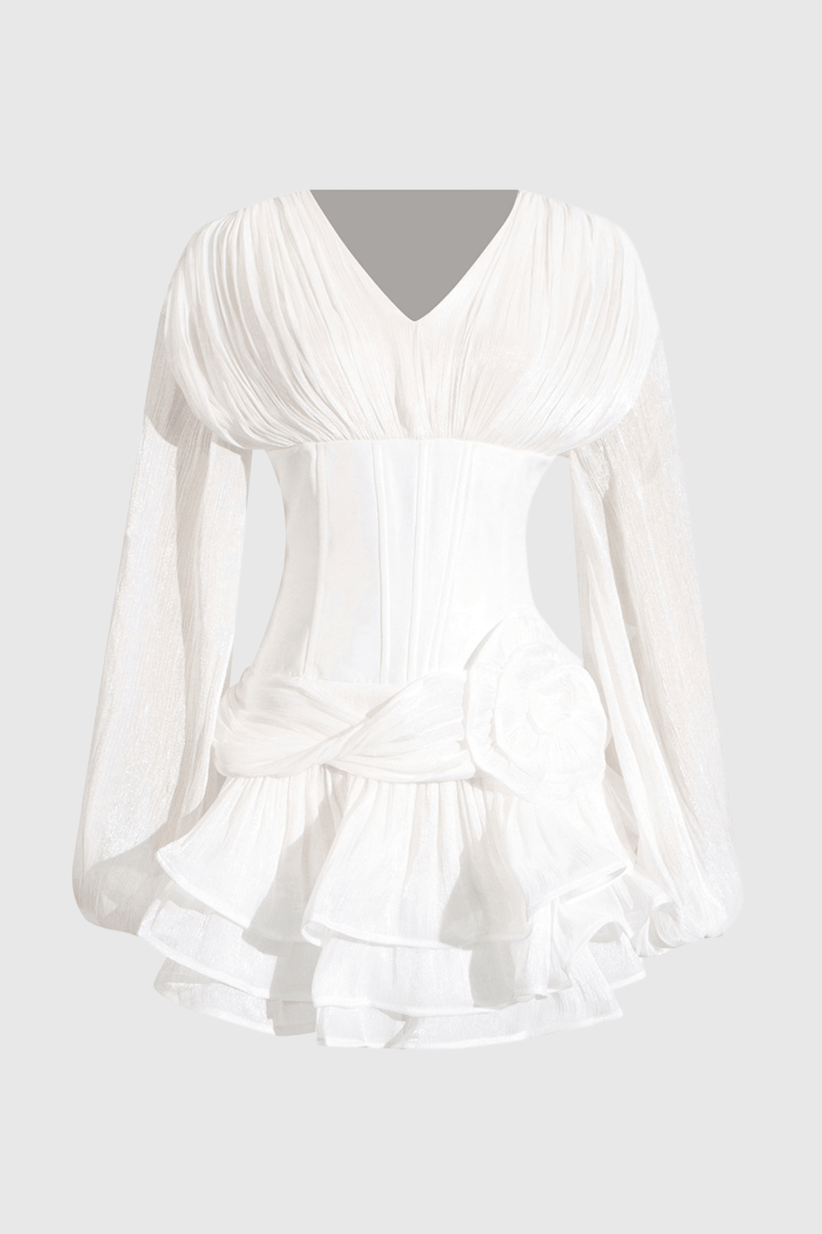 Blysse Çiçek Desenli Applique Pleat Korse Mini Elbise - Phentora