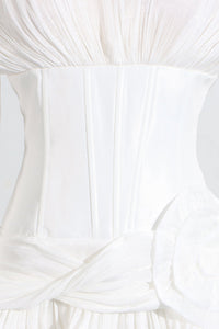 Blysse Çiçek Desenli Applique Pleat Korse Mini Elbise - Phentora
