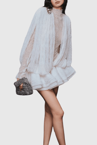 Chaylee Semi - sheer Dantel Fırfırlı Mini Elbise - Phentora