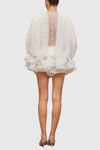 Chaylee Semi - sheer Dantel Fırfırlı Mini Elbise - Phentora