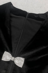 Fiyonk Detaylı Silk Kadife Uzun Elbise - Phentora