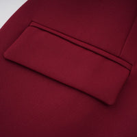 Bordo Dik Yaka Uzun Kollu Mini Elbise - Phentora