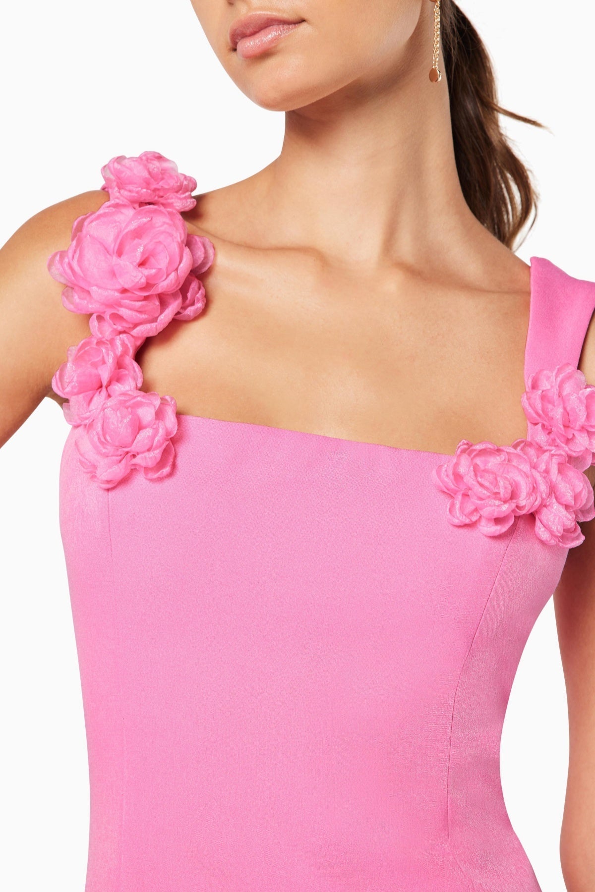 Dilanne Çiçek Desenli Appliqué Mini Elbise - Pembe - Phentora
