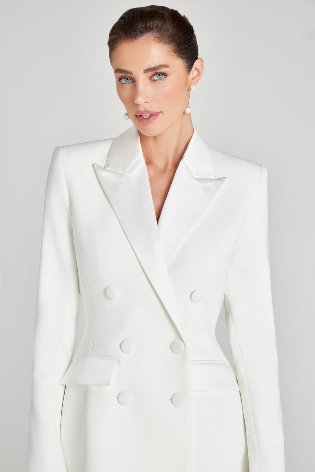 Monica Beyaz Blazer Elbise - Phentora