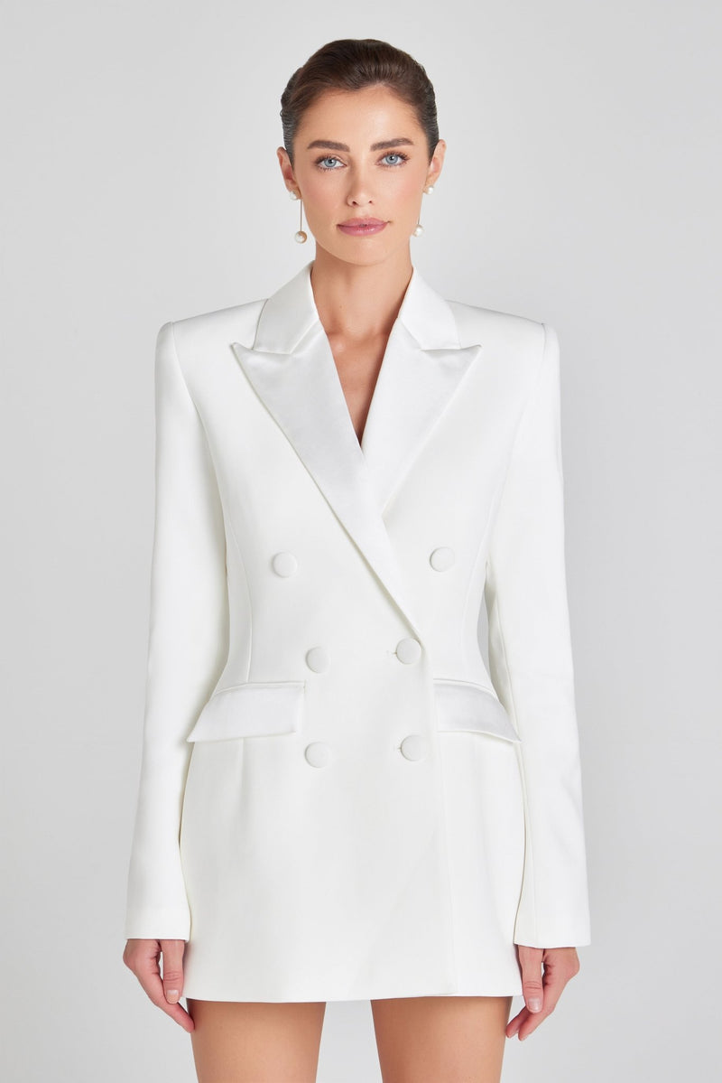 Monica Beyaz Blazer Elbise - Phentora
