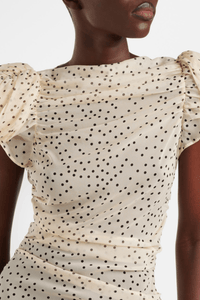 Eadlla Büzgülü Polka Dot Mini Elbise - Phentora