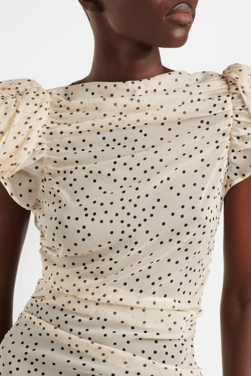 Eadlla Büzgülü Polka Dot Mini Elbise - Phentora