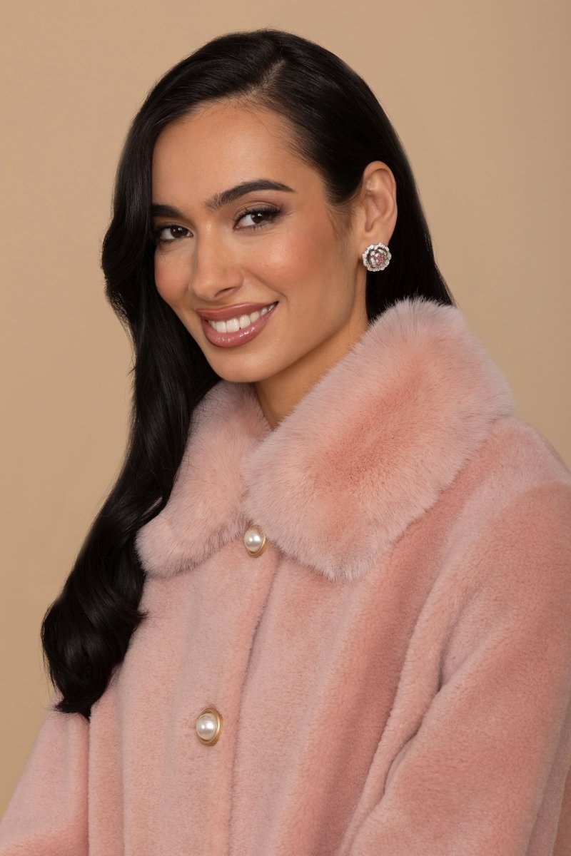 Yün ve Suni Kürk Peluş Kaban - Rosa - Phentora