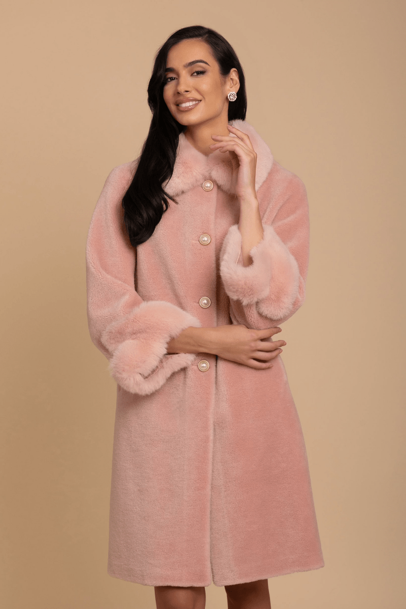 Yün ve Suni Kürk Peluş Kaban - Rosa - Phentora
