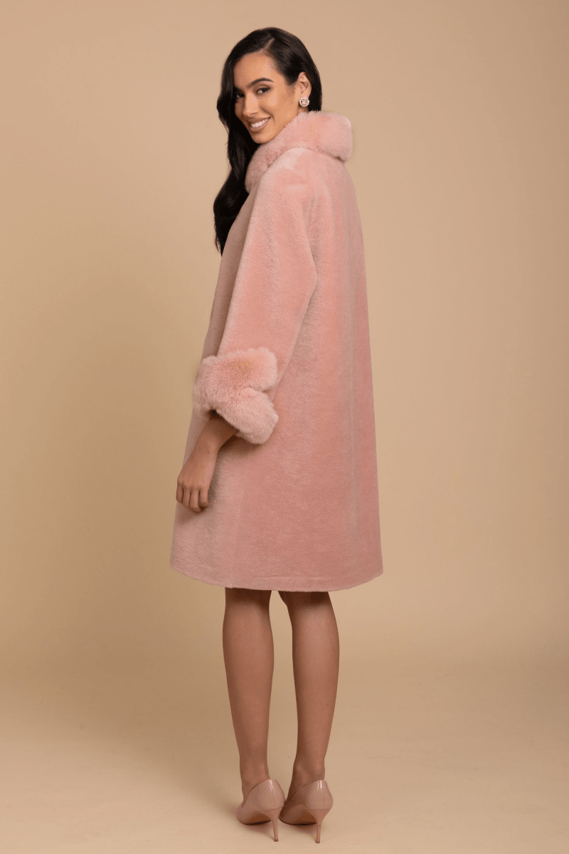 Yün ve Suni Kürk Peluş Kaban - Rosa - Phentora