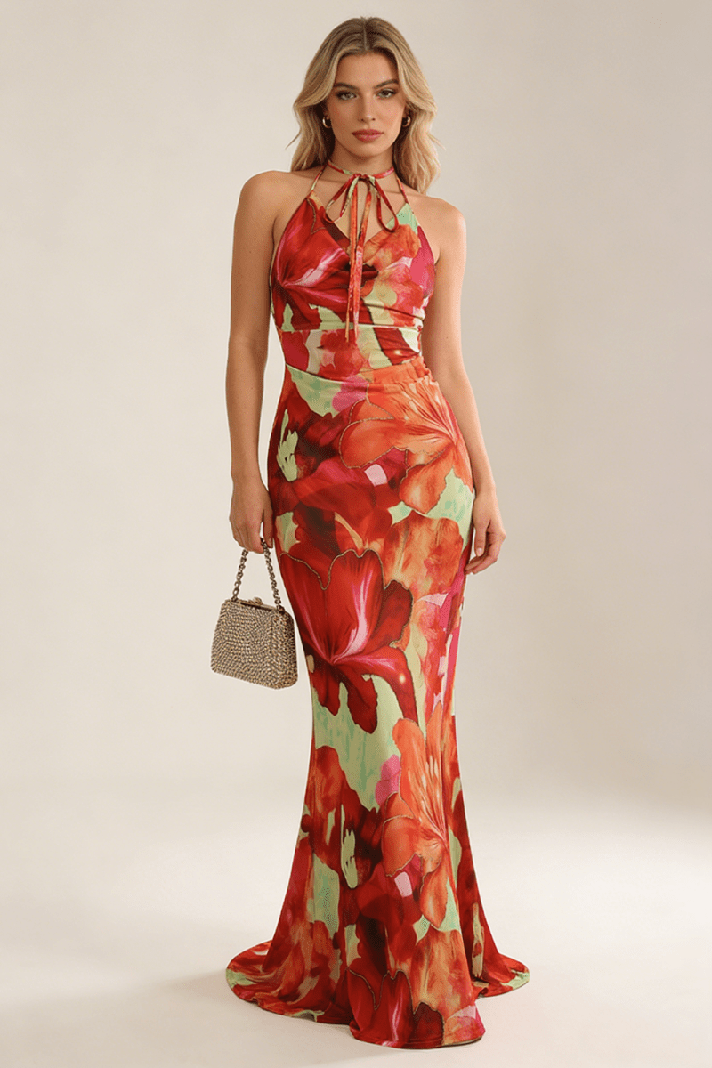 Tropical Bloom Uzun Elbise - Phentora