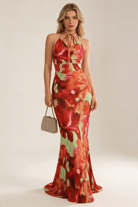 Tropical Bloom Uzun Elbise - Phentora