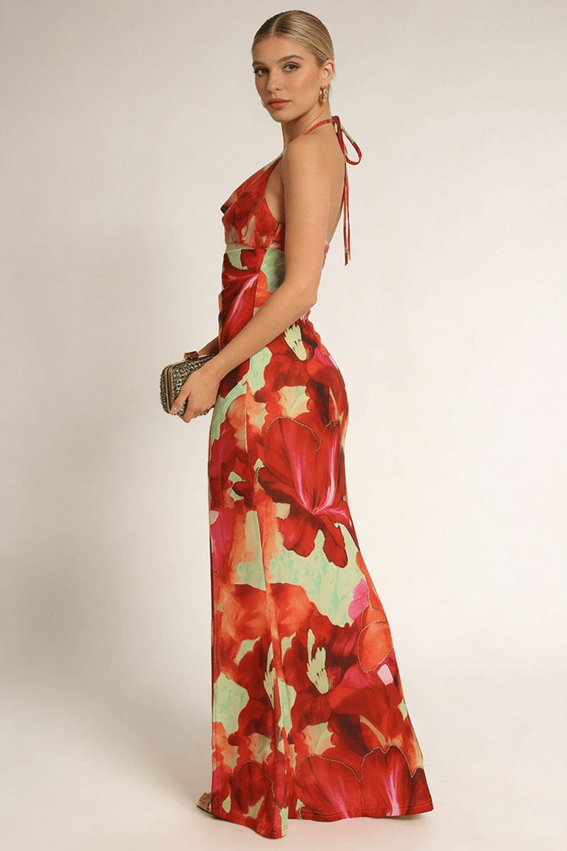 Tropical Bloom Uzun Elbise - Phentora