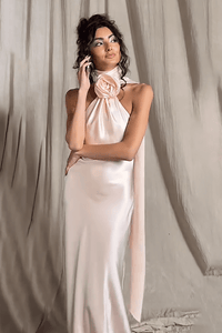 Boyundan Bağlamalı Drapeli Bridal Abiye Elbise - Phentora