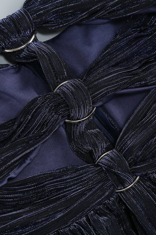 Bağlamalı Ring - detail Pileli Uzun Elbise - Phentora