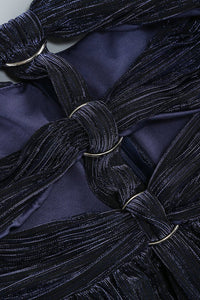 Bağlamalı Ring - detail Pileli Uzun Elbise - Phentora