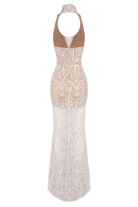 Bağlamalı Boncuk İşlemeli Payetli İşlemeli Abiye Elbise - Phentora