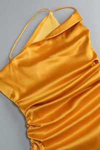 Bağlamalı Silk Charmeuse Uzun Elbise - Phentora
