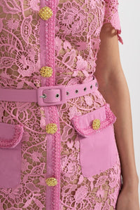 Zarif Kısa Kollu Dantelli Midi Elbise - Phentora