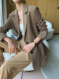 Belford Kemerli Kazayağı Desenli Blazer Ceket - Phentora