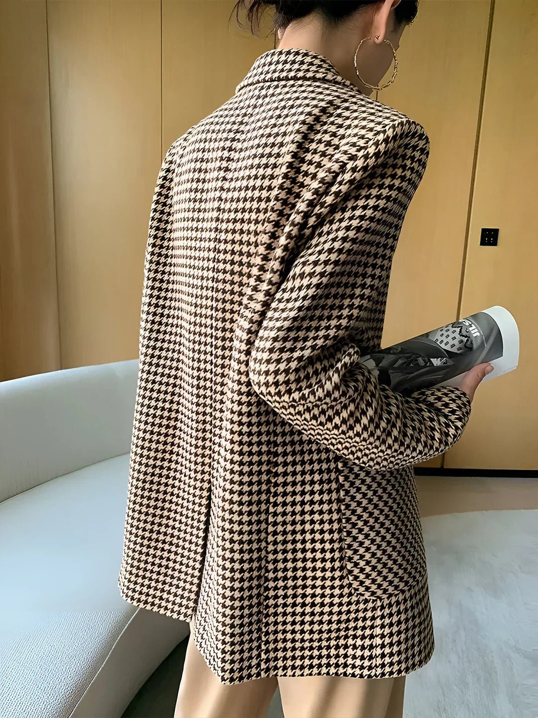 Belford Kemerli Kazayağı Desenli Blazer Ceket - Phentora