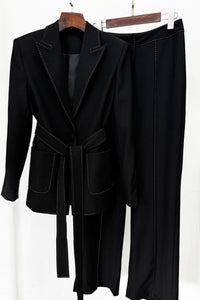 Ishara Stitch Kemerli Blazer İkili Takım - Phentora