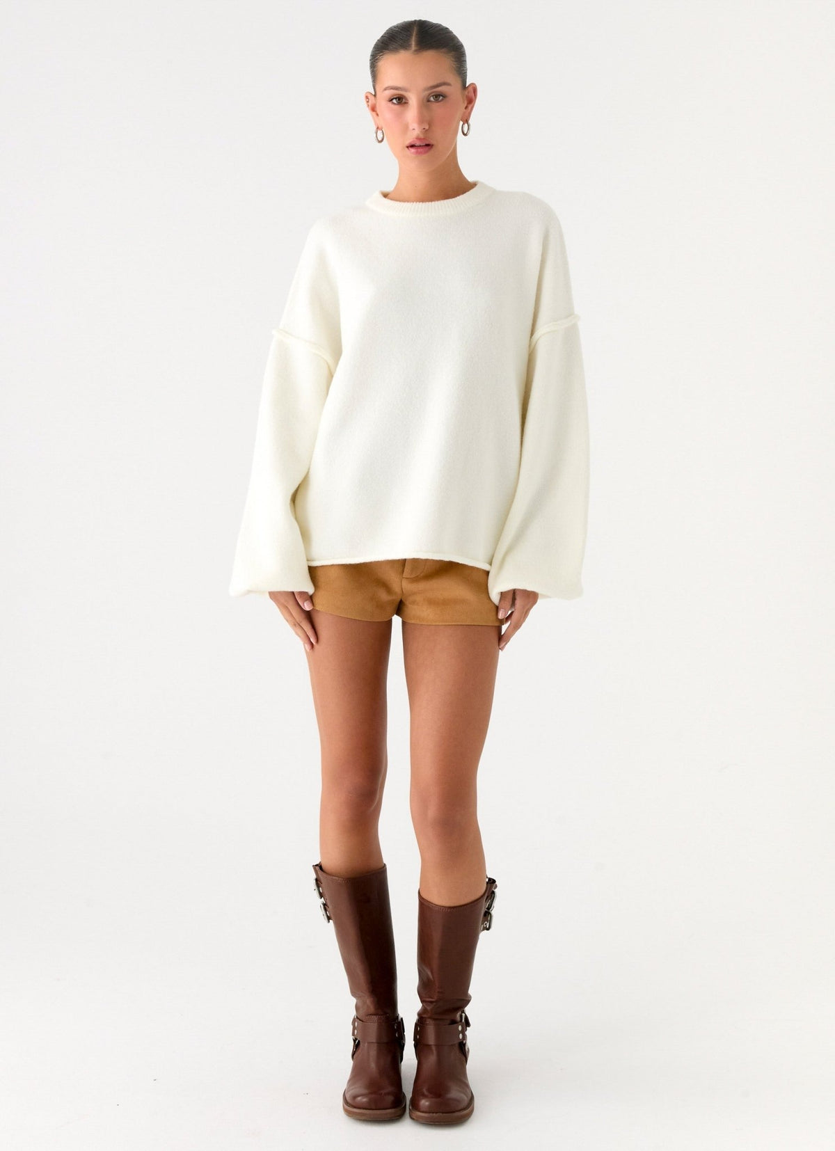 Jack Oversize Triko Kazak - Krem - Phentora