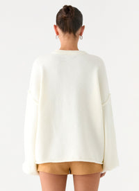 Jack Oversize Triko Kazak - Krem - Phentora