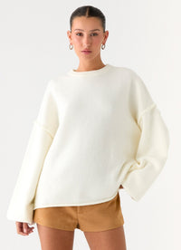 Jack Oversize Triko Kazak - Krem - Phentora