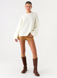 Jack Oversize Triko Kazak - Krem - Phentora