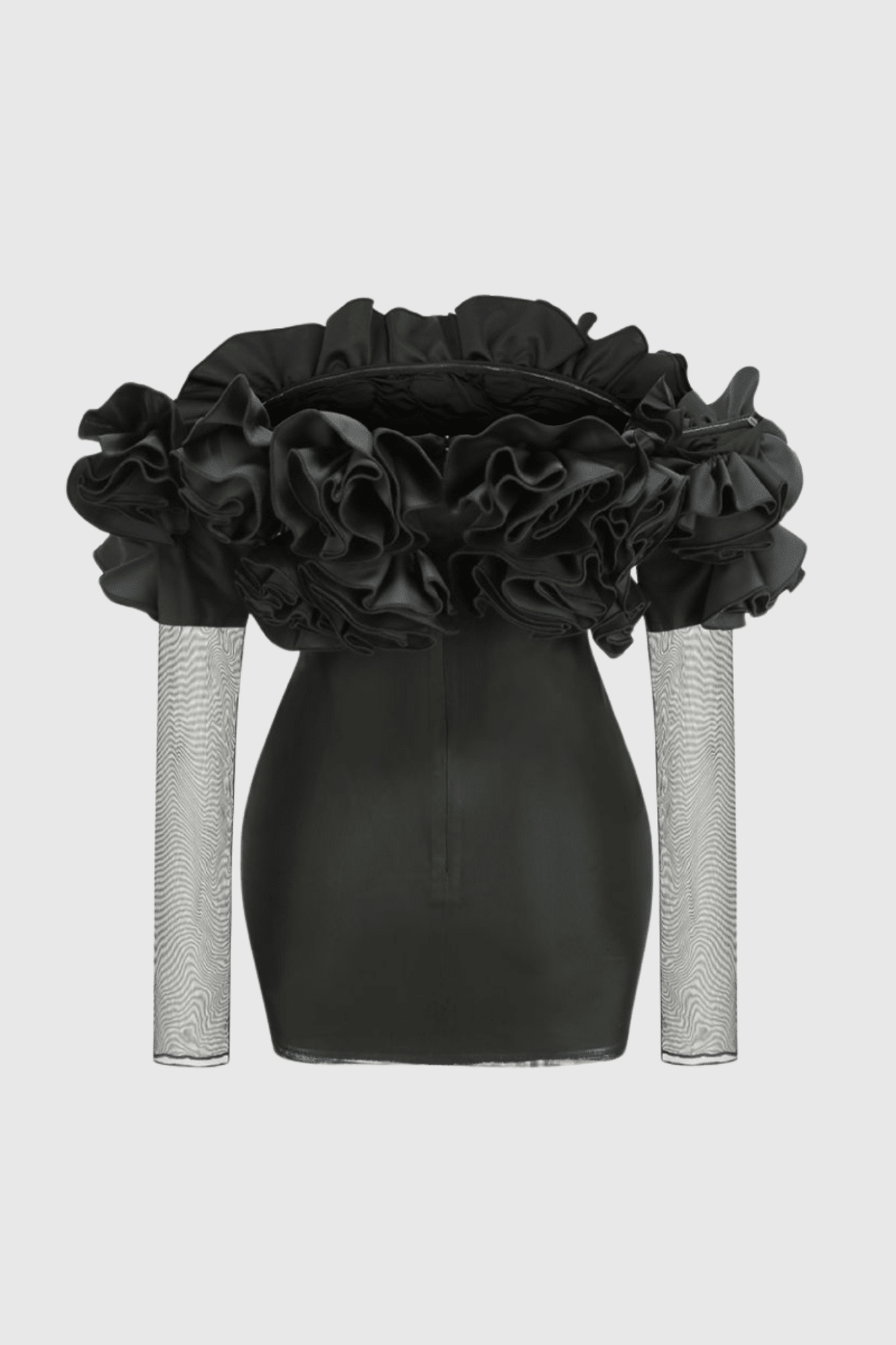 Joyanne Omuzları Açık Flower Tül Mini Elbise - Phentora